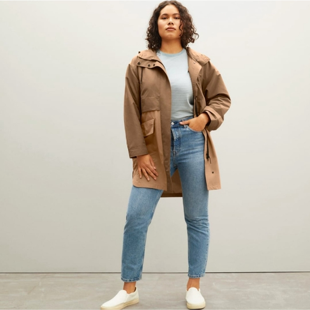 Everlane Womens The ReNew Anorak Rain Coat Large Tan Taupe NWT
